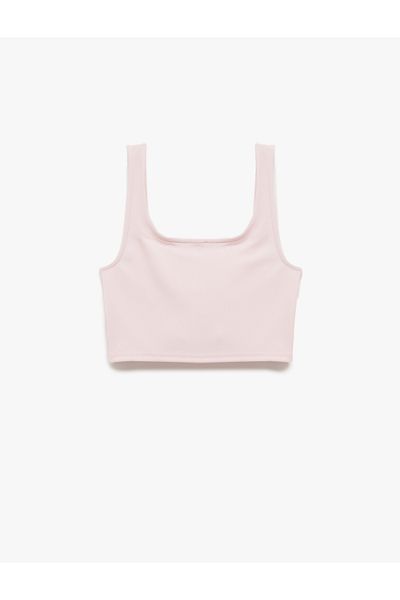 Koton Square Neck Corset Detailed Sleeveless Slim Fit Crop Blouse