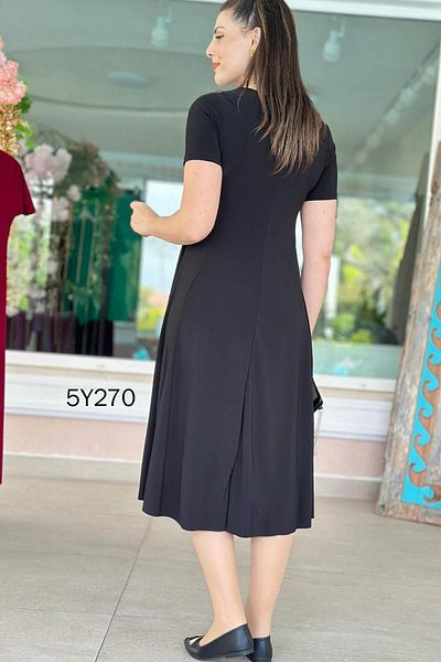İnce Topuk V-Neck Crystal Fabric Dress 5Y270