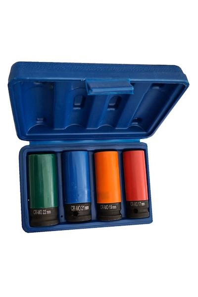 Globalport Retail Set 4 tubulare de impact cu protectie pentru jante din aliaj, 1/2", 17, 19, 21, 22 mm