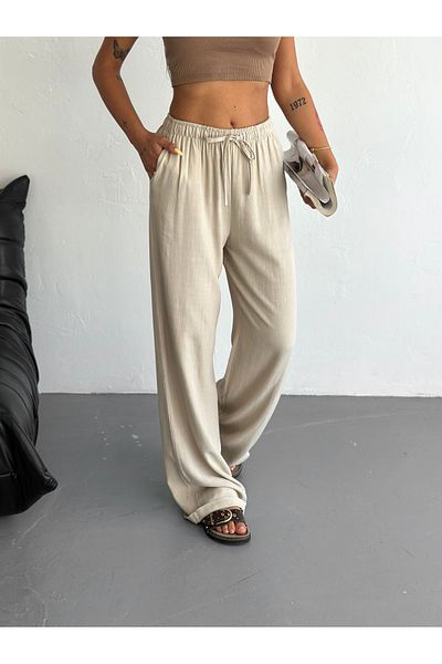 fiolin Comfortable Fit Basic Linen Trousers