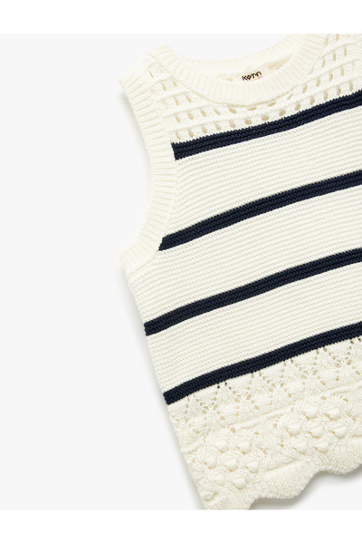 Koton Bisiklet Yaka Kolsuz Çizgili Triko Atlet