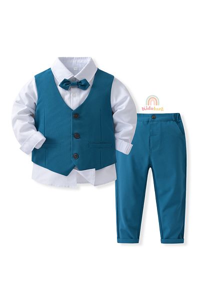 Kidohug Elegant boys' suit, Kidohug, 4 pieces: White shirt, Long pants, Vest, Bow tie