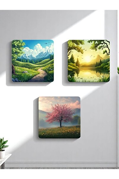 lili hediyelik 3 قطع من مسند الأكواب Adf مطبوع عليه منظر طبيعي