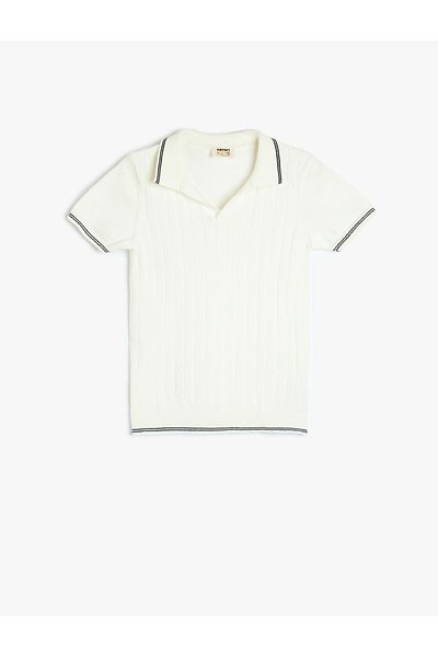 Koton Baumwoll-Poloshirt mit kurzem Ärmel und Rippstrick