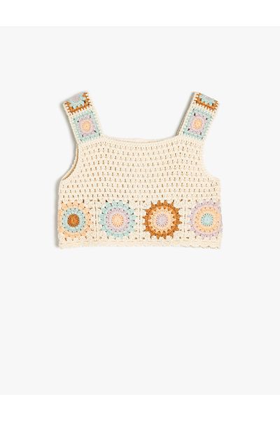 Koton Square Collar Knitted Detailed Cotton Strap Crop Knitwear Undershirt