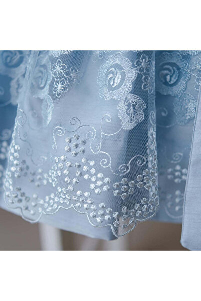 Pamina Elegant Dress for Girls, Pamina, with Bow, Blue, 363 - 74 cm