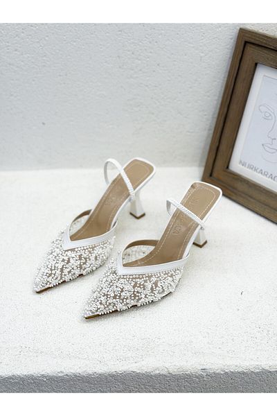 NUR KARACA 25Y8815 Beaded Open Back Embedded Embedded 9cm Heel Stiletto Women