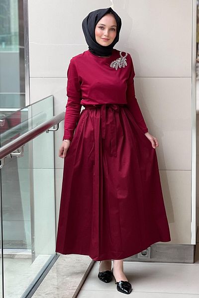 Missemramiss 4762 Stone Embroidered Comfort Dress