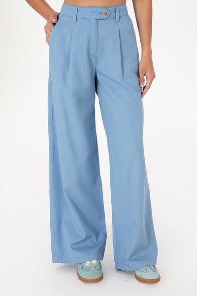U.S. Polo Assn. Women's Blue Loose Fit Canvas Trousers 50300631-Vr036
