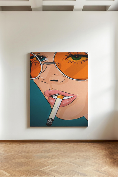 Kanvaspera Pop Art Tarzı Kadın Portre Kanvas Tablo - Retro ve Asi Dekor