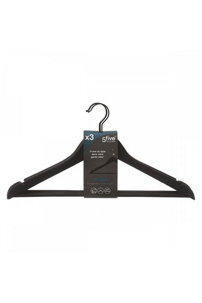 5 five simply smart Set de 3 umerașe Black Line, lemn, antiaderente, 44,5 x 1,2 x Î 23,5 cm
