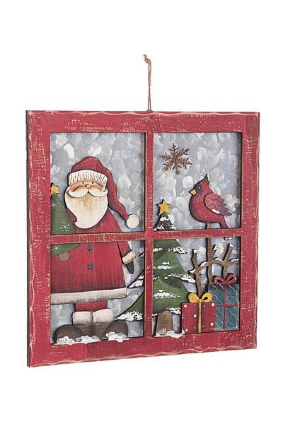 Bizzotto Wooden hanging decoration Santa Claus model 29x2x29 cm