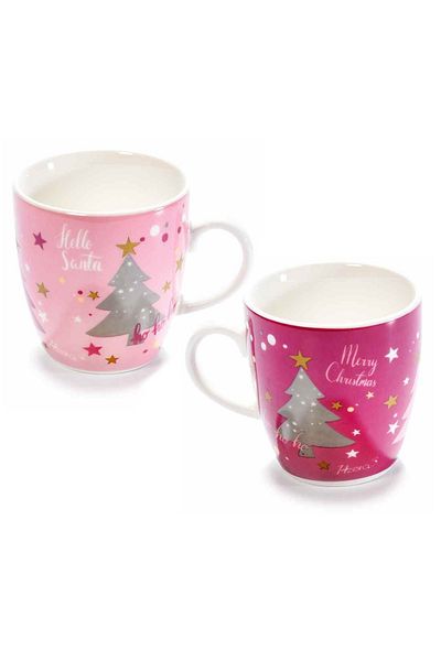 Decorer Set 2 cups made of pink and red porcelain with gift box 6x6 cm