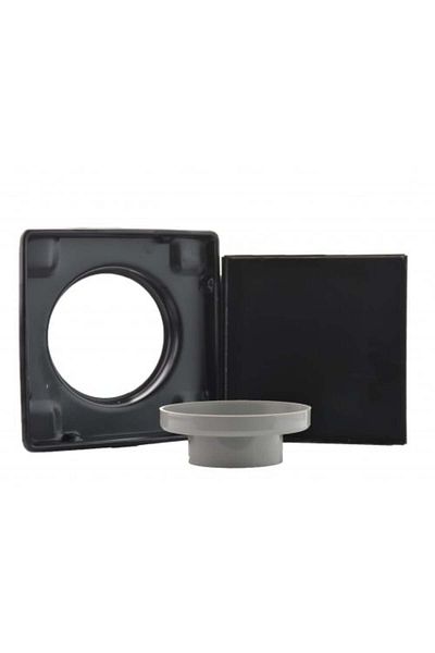 TAFASSELL Black tile vacuum drainer, 15 x 15, complete with plastic liner