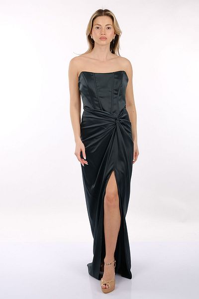 DORİ Βραδινό φόρεμα Doridorca Strapless μπροστινό σατέν φόρεμα με κορσέ 00bb5062
