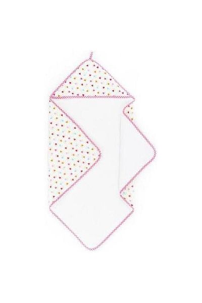 LIEF Prosop de baie pentru bebeluși cu glugă, bumbac premium, super absorbant, alb cu design roz, 75x75cm