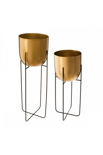 Atmosphera Créateur D'intérieur Σετ 2 στηριγμάτων λουλουδιών Gold Rise, ατσάλι, 16 x Υ41,9 εκ., 18,5xΥ58,2 εκ.