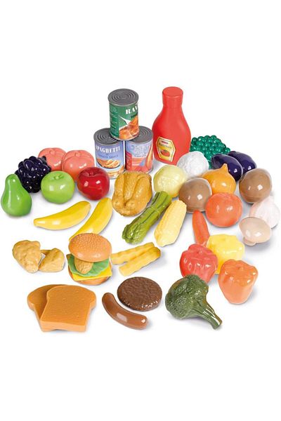 Casdon 40-Piece Durable Plastic Quick Setup Play Food Set