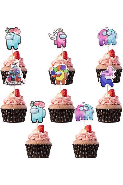 BESTZY Set of 120 BESTZY cake decorations, wood/cardboard, multicolor, 10 cm