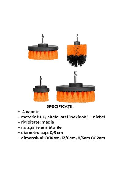 varioshop Set of 4 VarioShop® Cleaning Brushes for Drills, Ideal for Carpets, Car Tires, Various