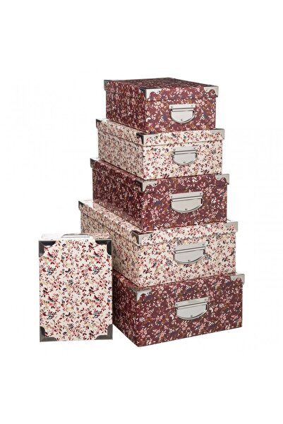 5five Simple Smart Σετ 6 κουτιών αποθήκευσης Fleur Rose, από χαρτόνι, 48x33,5...