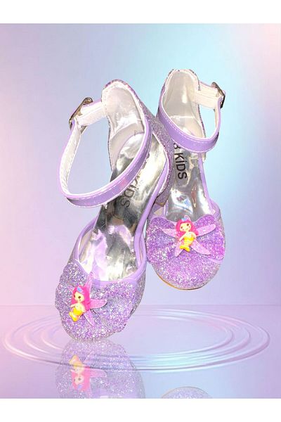 3b kids Mermaid Purple Color Silvery Design Party Birthday Wedding Invitation Evening Dresses Graduation Heels Shoes