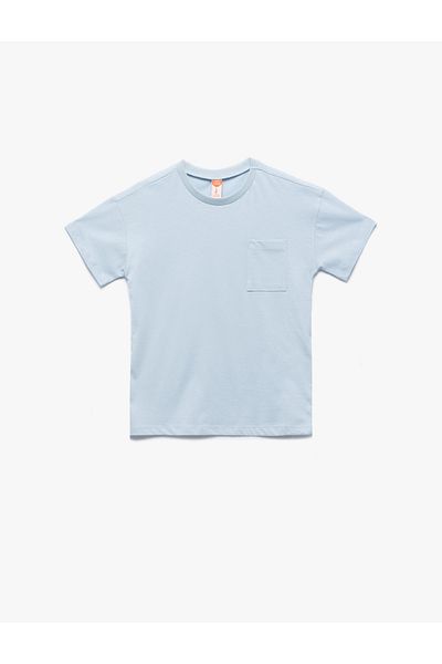 Koton Tricou de bază din bumbac cu mânecă scurtă, cu detaliu de buzunar