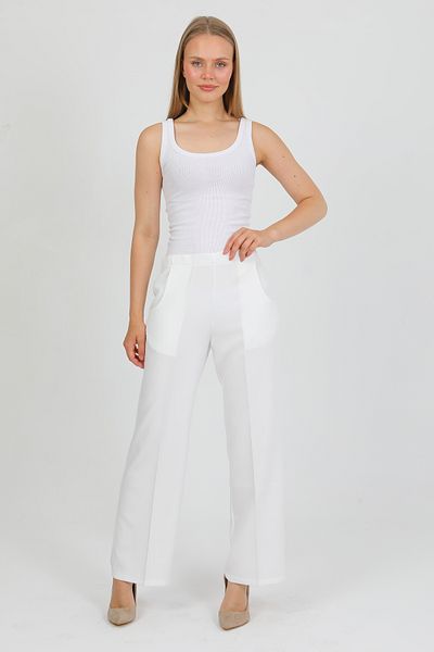 PASTELASTORE Back Elastic High Waist Wide Leg Palazzo Women's Comfortable Fabric Pants 2345