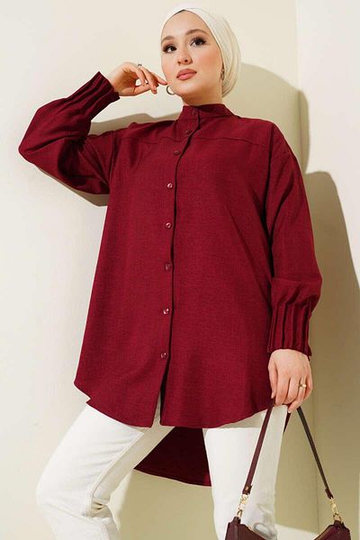 YILMAZBARMAZ Women Sleeve Ribbed Tunic Shirt