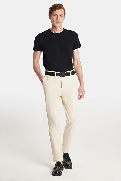Tudors Erkek Regular Fit Chino Esnek Yandan Cepli Önü Fermuarlı Pamuklu Dokulu Taş Pantolon