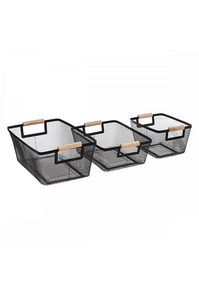 5 five simply smart Set of 3 Zamos storage boxes, metal, black, 24.5x17.5x11cm, 31.5x23x13cm, 36.5x23x15cm