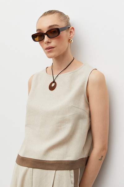 urban focus Combination Linen Blouse