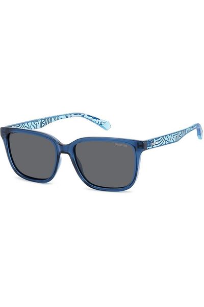 Polaroid Ochelari de soare polarizați pentru băieți Polaroid PLD 8063/S ZX9/M9, Plastic, Albastru, 49 mm