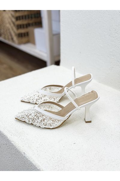 NUR KARACA 25Y8815 Beaded Open Back Embedded Embedded 9cm Heel Stiletto Women
