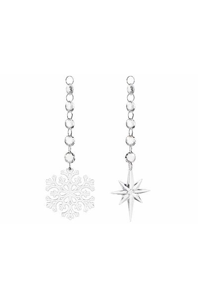 Decorer Set 2 ornaments plastic Snowflake model 6x23 cm