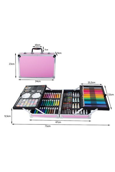 varioshop VarioShop® Children's Painting and Drawing Set, 145 Pieces, Metal Box, Pink