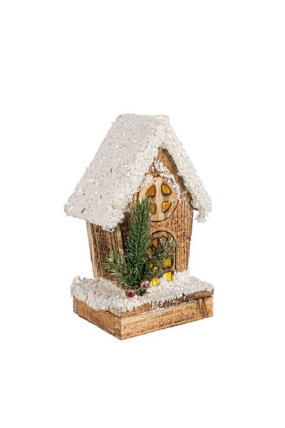 Bizzotto Wooden House with LED Domus 11x9x19 cm
