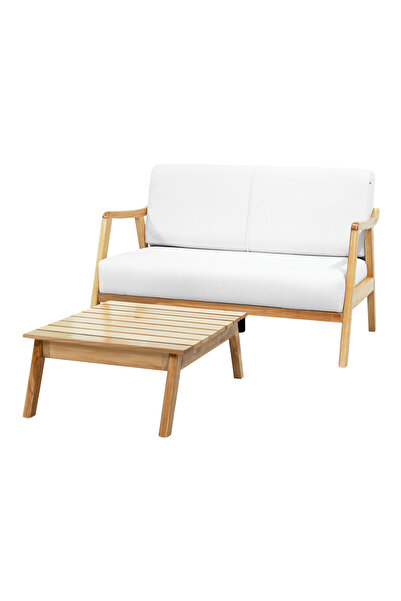 Zem Favela Bohem Çay Seti Natürel Ahşap, Kırık Beyaz (1 ADET IKİLİ BERJER 1 A...