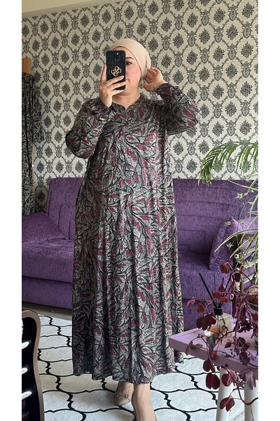 TDYtrendy Giyim Γυναικείο φόρεμα με μοτίβο με γιακά Mother Judge Plus Size με τσέπες