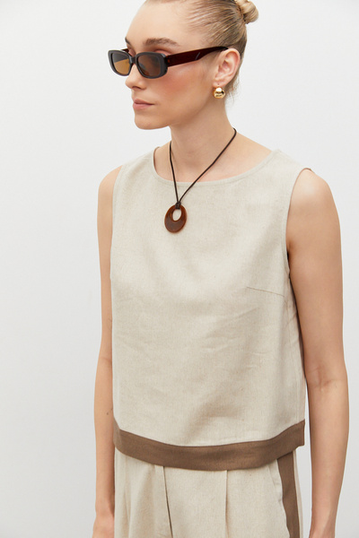 urban focus Combination Linen Blouse