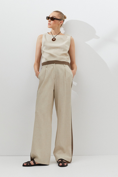 urban focus Combination Linen Palazzo Trousers