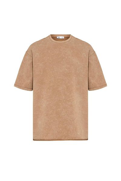 VAMOSCLO Washable Basic Oversize T-Shirt Camel
