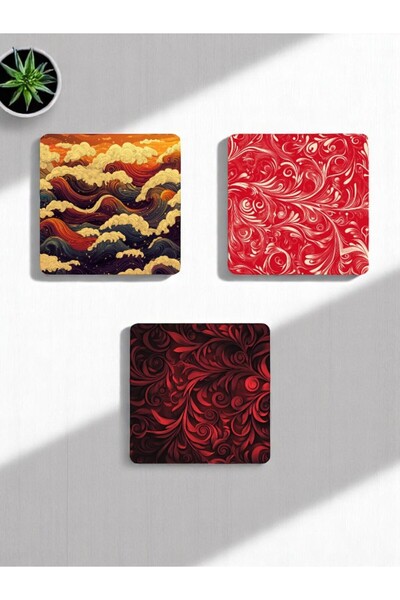 lili hediyelik Pattern Printed 3-Piece Adf Coasters