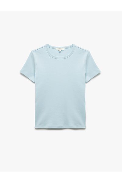 Koton Tricou de bază din bumbac, slim fit, cu mânecă scurtă, cu decolteu
