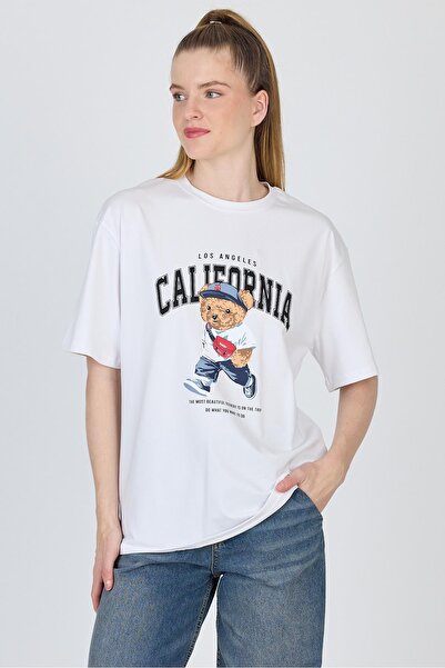 Rays Tricou oversize cu imprimeu Ursul Alb 6559