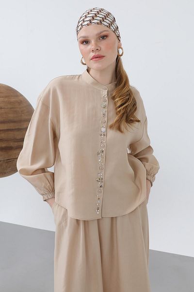Puane Pat Part Seashell Embroidered Baby Collar Skirt Suit