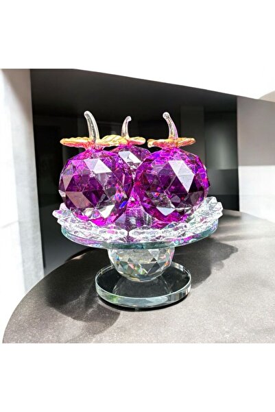 Decorative Crystal Glass Leg Triple Apple Purple