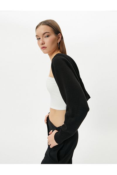 Koton Hooded Crop Cardigan Long Sleeve