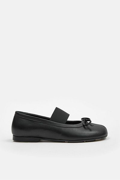 NILUFARR Soso Black Genuine Leather Women's Ballerinas
