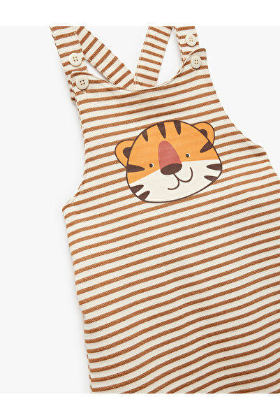 Koton Cotton Lion Applique Detailed Shorts Salopet Jumpsuit